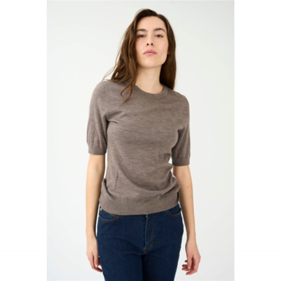 IVY Copenhagen Essex SS O-neck Knit, Brown Melange